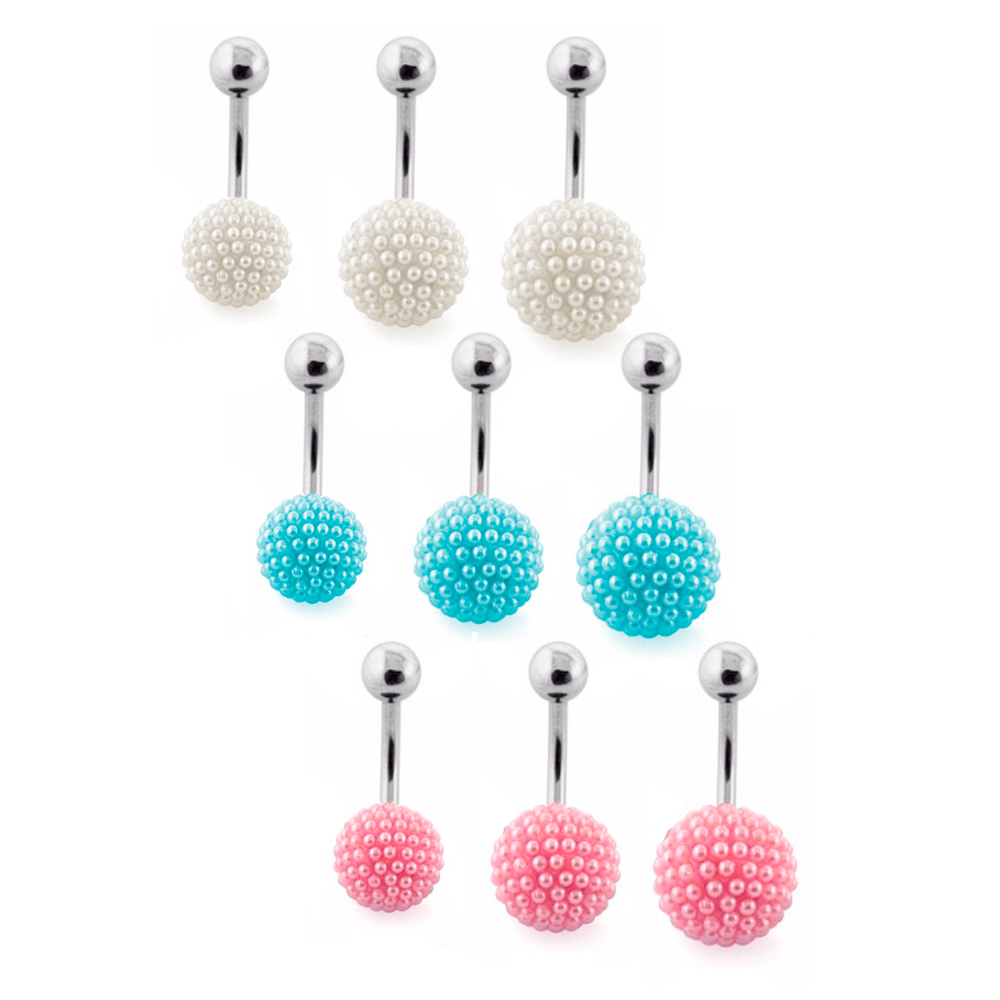 Piercing all'ombelico con piccole sfere a perla