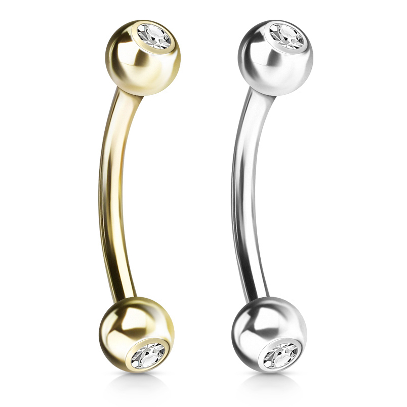 Barra curva in oro 14K con pietre incastonate