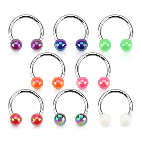 Piercing circolare con sfere in acrilico effetto metallico
