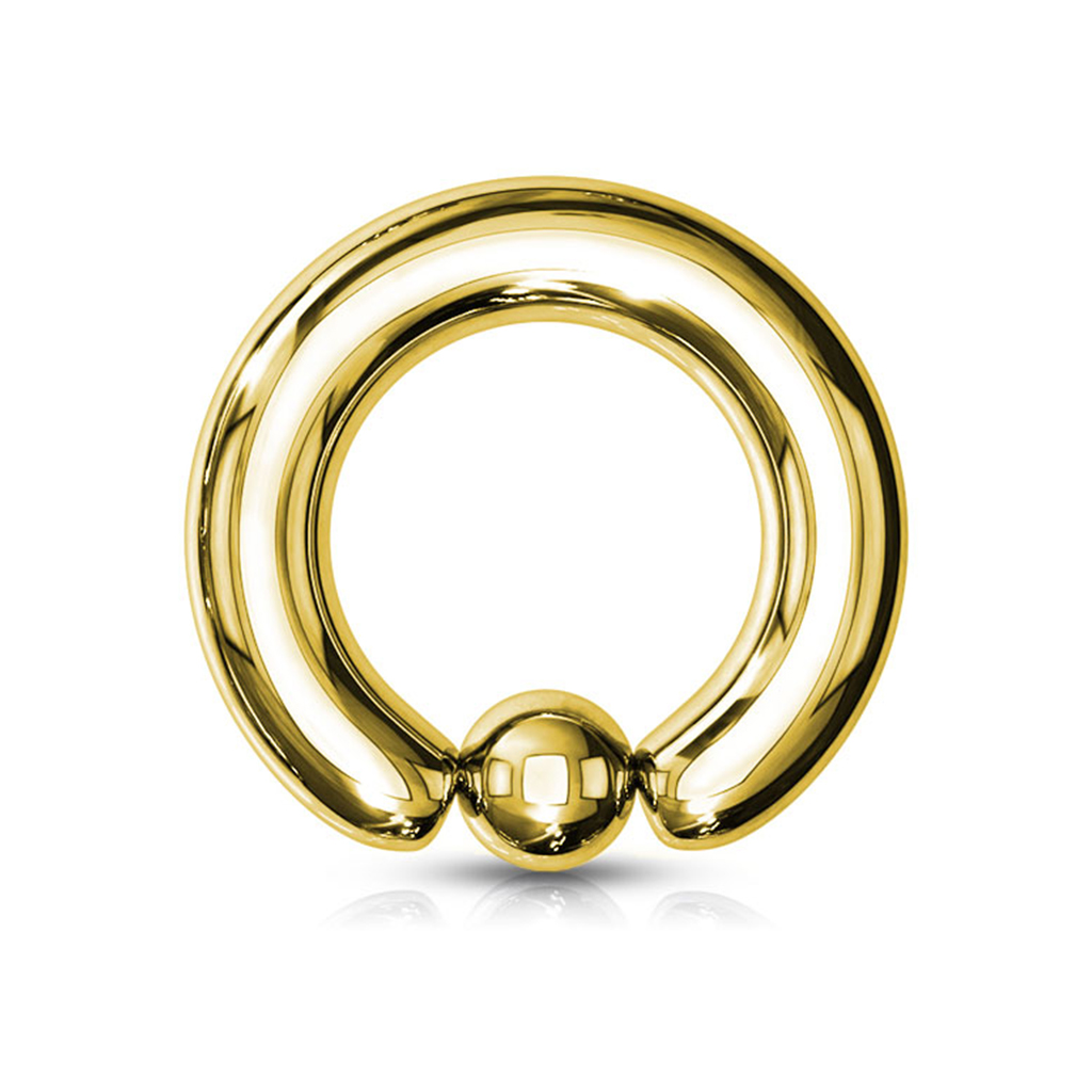 Cerchio con sfera grande placcato in oro