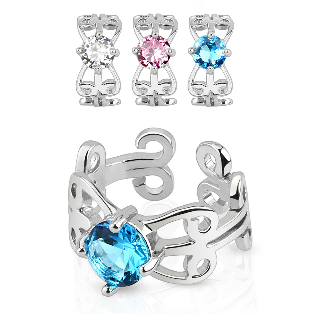 Earcuff con pietra e serpenteggiato