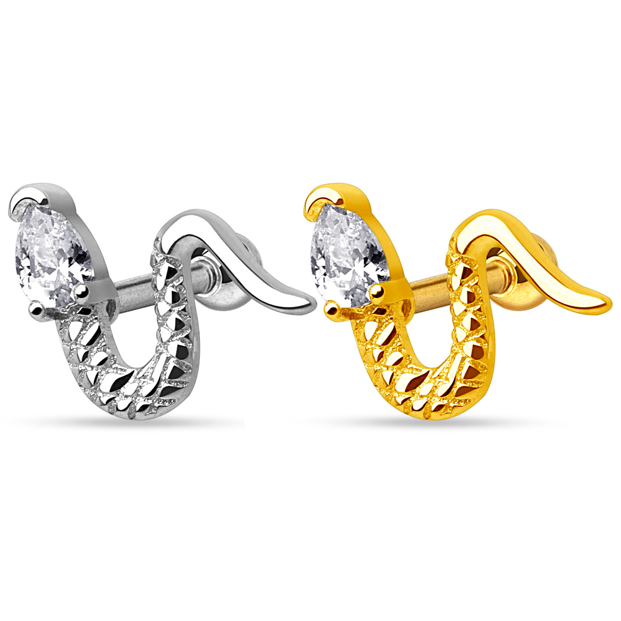 Barra per piercing all'orecchio con serpente