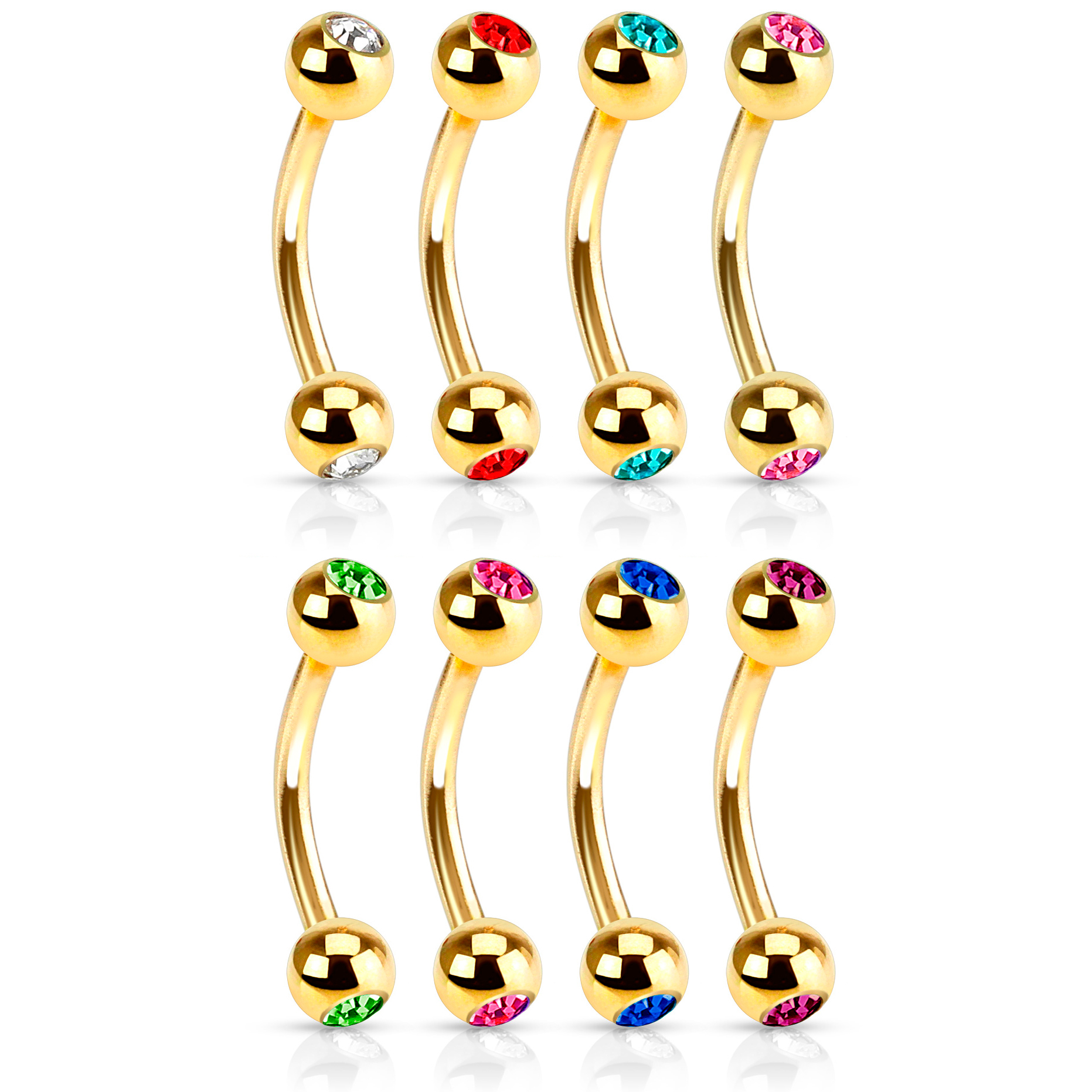 Barra curva placcata d'oro con pietra