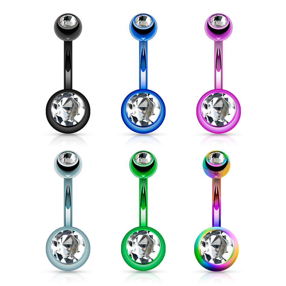 Piercing all'ombelico rivestiti in titanio in sei colori