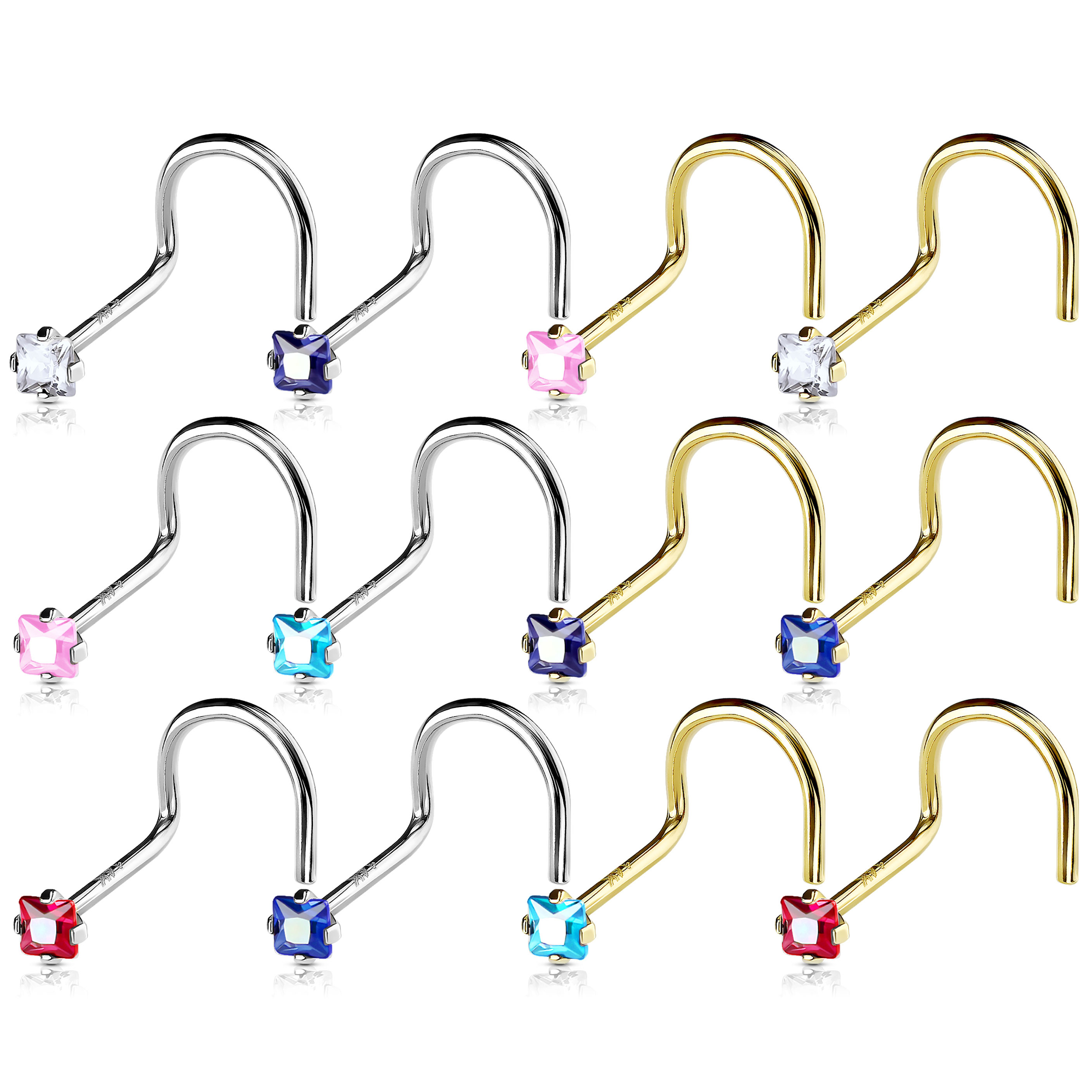Piercing per il naso in oro 14K con pietra incastonata