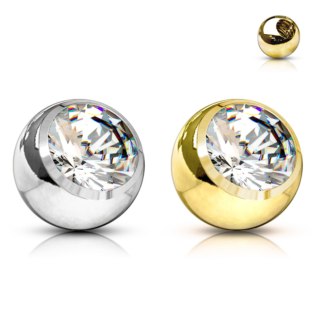 Sfera da piercing in oro 14 carati con pietra