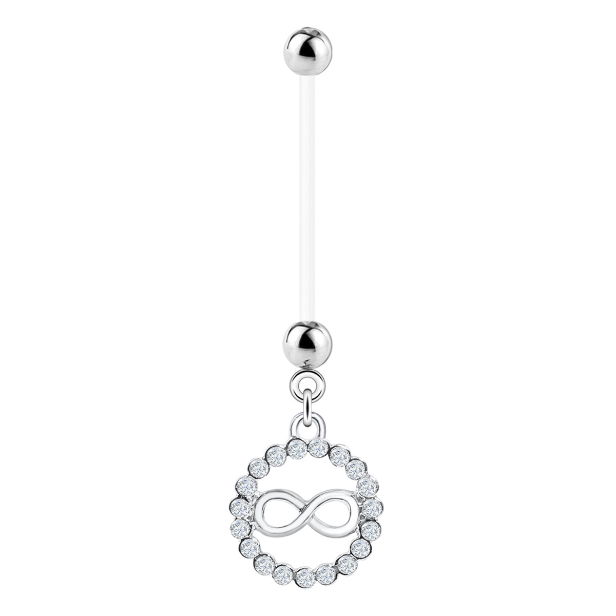 Piercing per l'ombelico per donne incinte con il simbolo dell'infinito