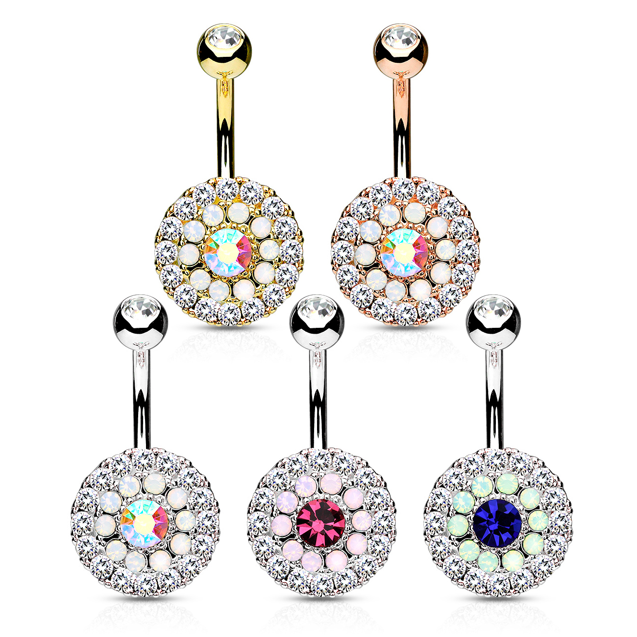 Piercing all'ombelico con scudo di opalite