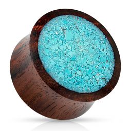 Plug di legno con pietra turquoise frantumata