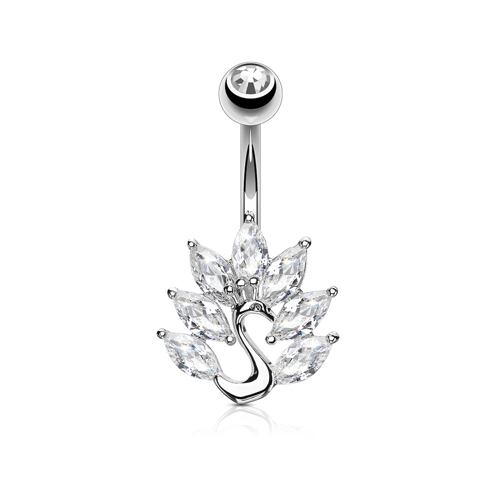 Piercing all'ombelico con pavone