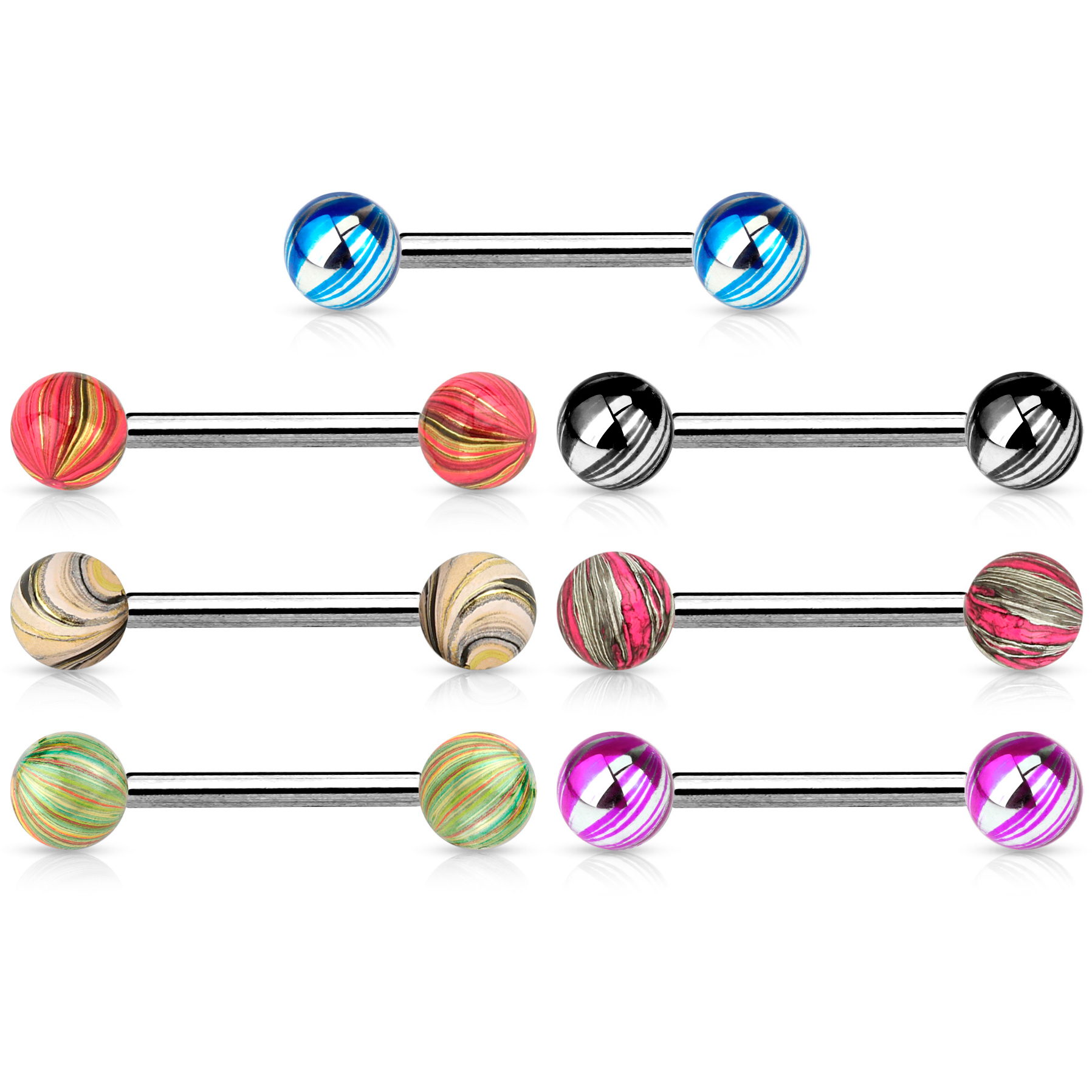Barra per lingua con sfere in vari colori